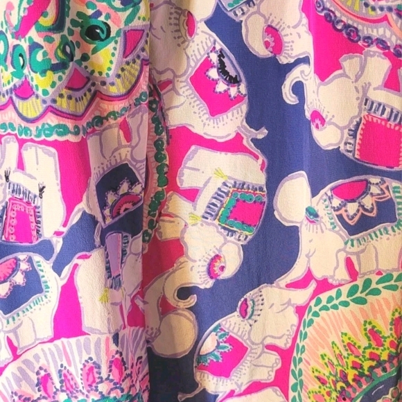 Lilly Pulitzer L Multicolor Silk Dress Resortwear Tomato Girl Quiet Luxury - Picture 5 of 7